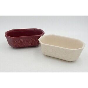 Longaberger Pottery Natures Garland Paprika Almond Pinecone Embossed Loaf Baking